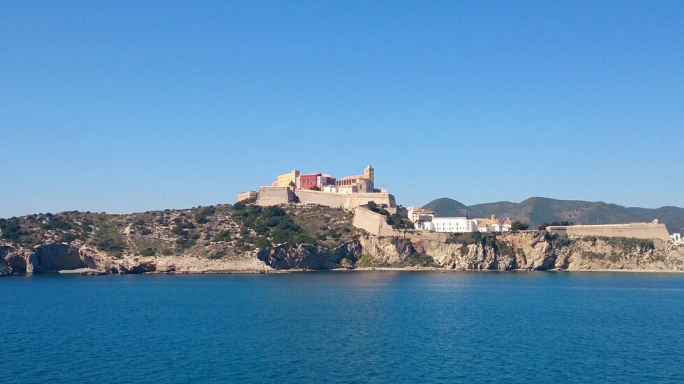 View of Ibiza from a hot air ballon
