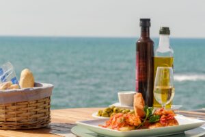 Budget-friendly seafood meal at a beach restaurant in Ibiza
