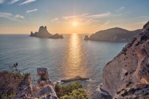 sunset from Es Vedrà viewpoint during land tour