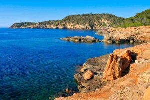 Northern coast cliffs seen during a boat trip in Ibiza 2025