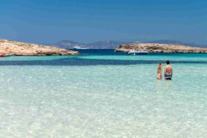 Formentera island’s Ses Illetes beach with crystal-clear water