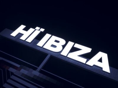 Jeep Ibiza (5) Hï Ibiza club entrance lit up at night in Playa d’en Bossa