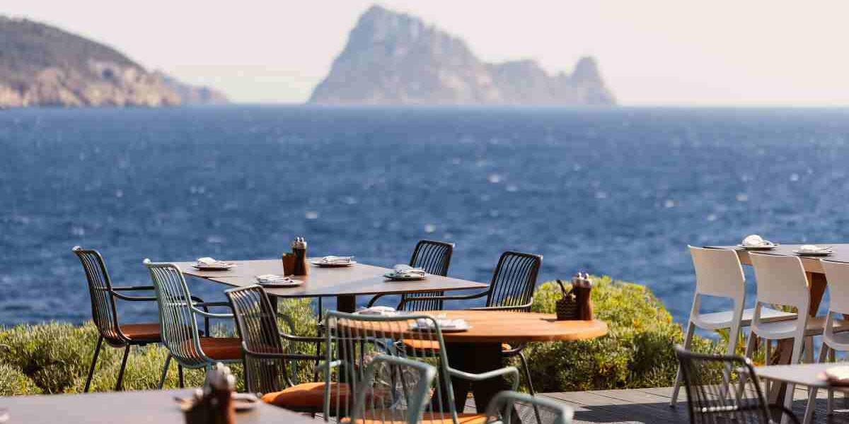 Luxury rooftop restaurant in Ibiza with sunset ambiance