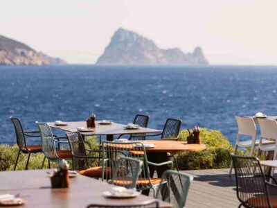 Luxury rooftop restaurant in Ibiza with sunset ambiance